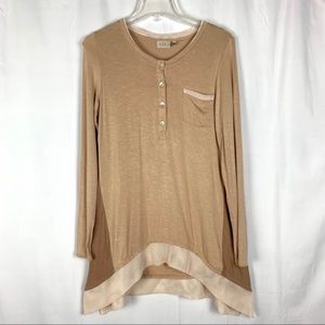 Logo Lori Goldstein tan/brown/cream long sleeve XS